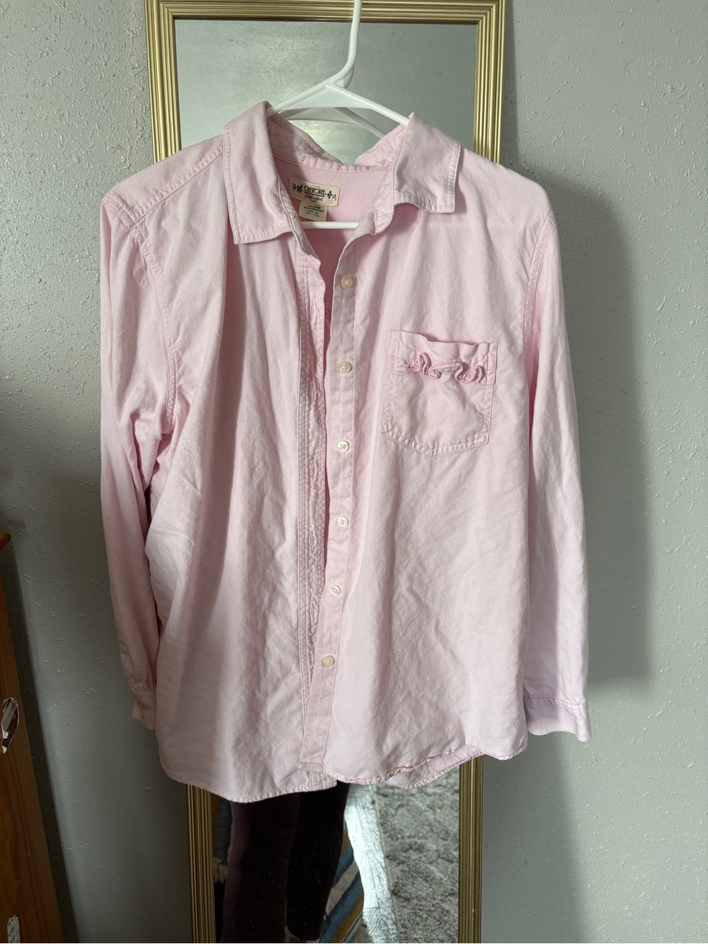 Vintage 90’s Cherokee Light Pink Long-Sleeve Button-Down Shirt for Kids